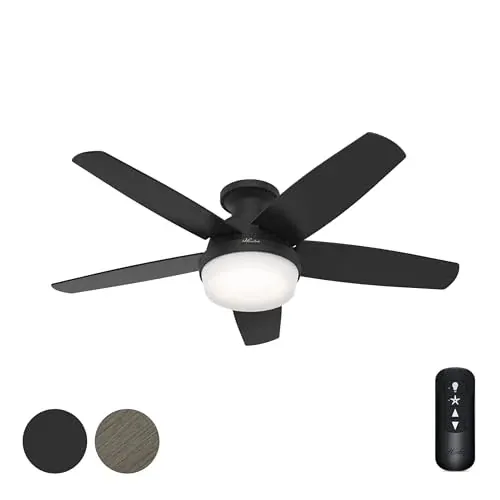 Hunter Fan 48 Inch Black Indoor Ceiling Fan with Light