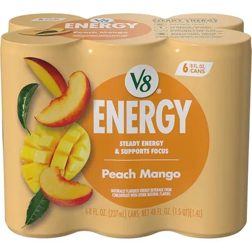 V8 Energy Drink Peach Mango 6-Pack 8-Oz