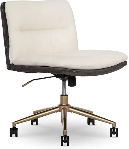 Elle Decor Ariana Criss Cross Armless Ergonomic Fabric Swivel Computer/Desk Chair (Cream)