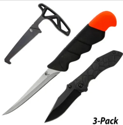 Everyday Knife Pack 3-Pack (Hunting Saw, Folding Knife, Fillet Knife)
