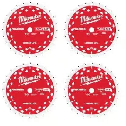 Milwaukee 7-1/4 in. x 24-Tooth Framing Circular Saw Blades (4-Pack)