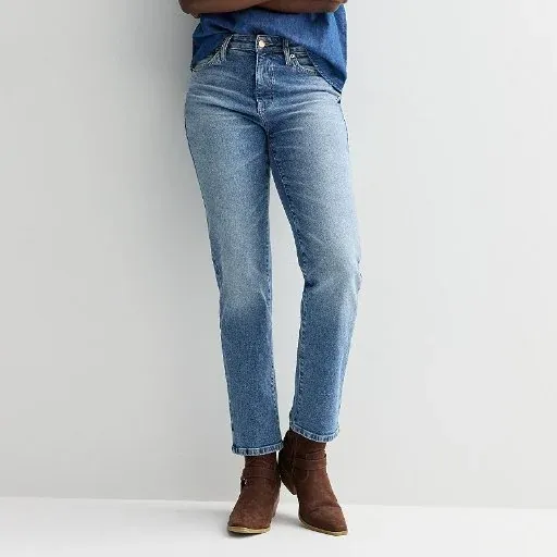 Sonoma Goods For Life High-Rise Straight Leg Jeans Bright Dark Wash