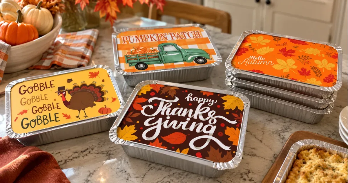 Thanksgiving or Christmas Aluminum Food Containers with Lids 36-Pack