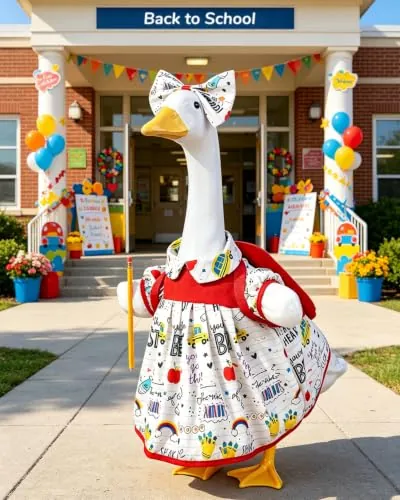 Back to School Porch Goose Outfit 23 inch with Pencil & Schoolbag
