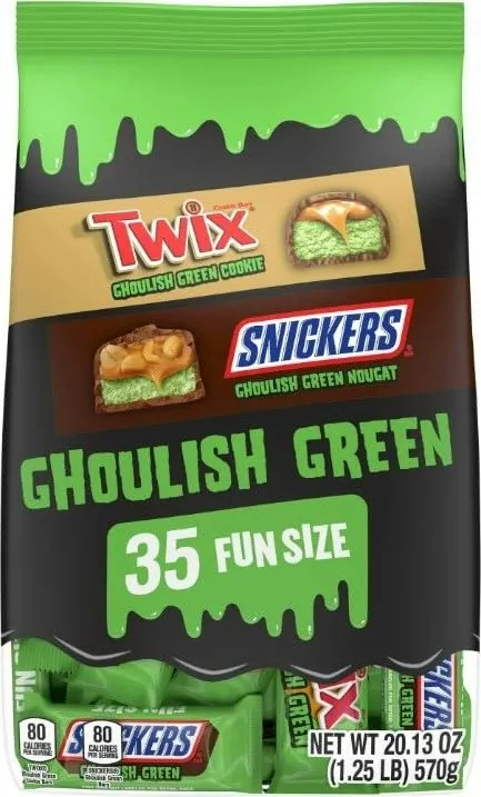 Snickers & Twix Ghoulish Green Halloween Candy 35-Count Bag