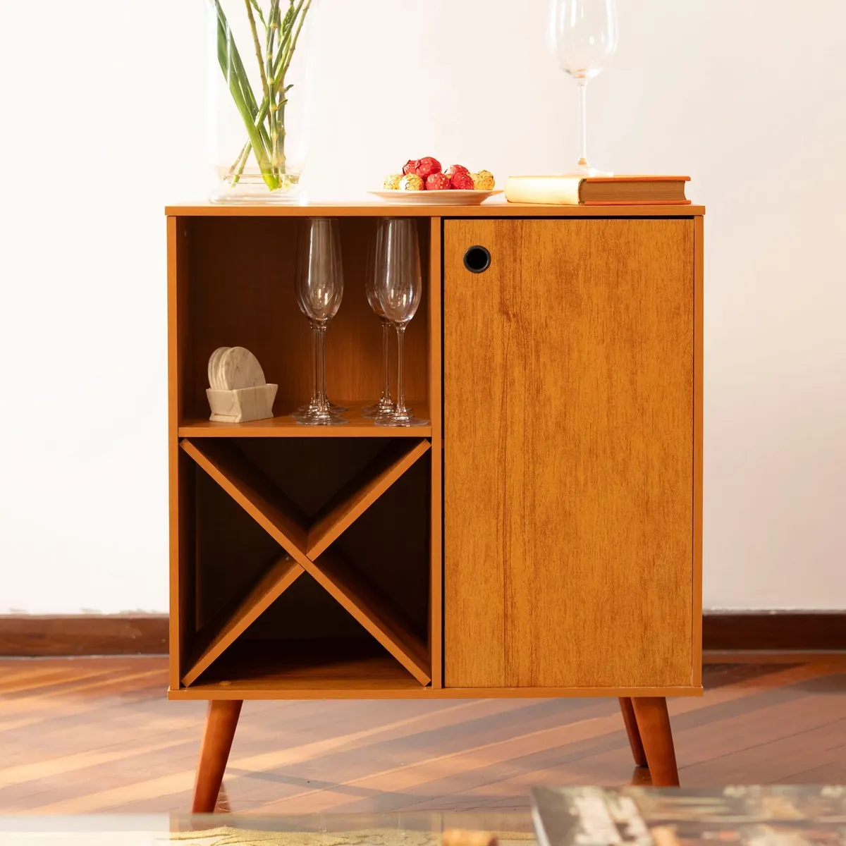 Ember Interiors Modern Bar Cabinet with Wine Rack