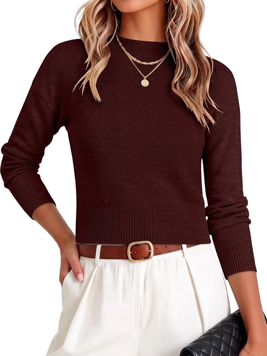 ANRABESS Mock Neck Lightweight Sweater