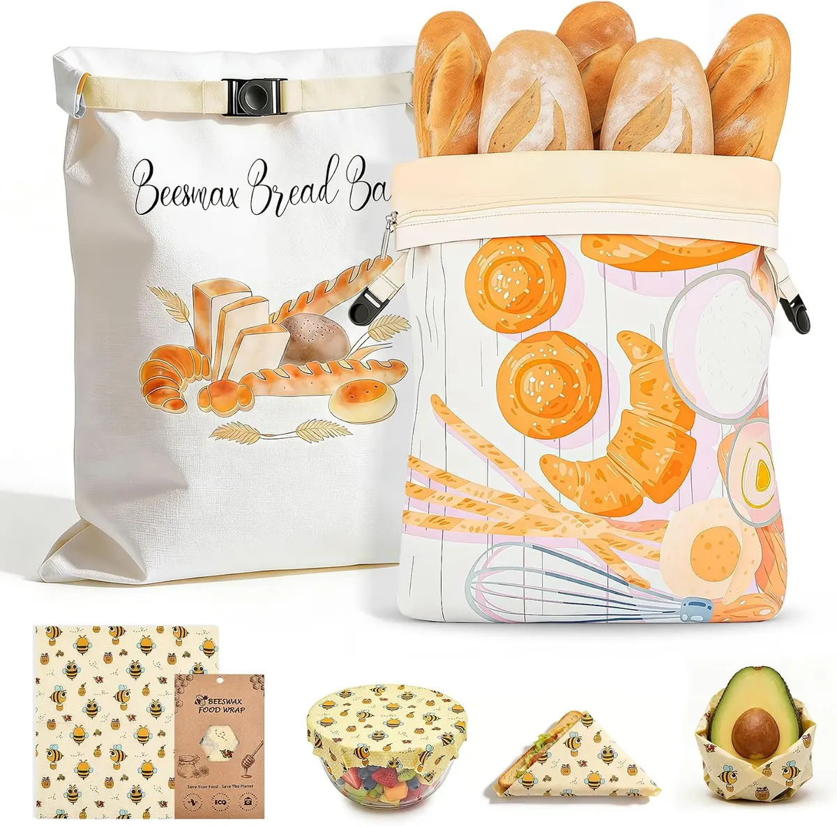 Beeswax Bread Bag Set