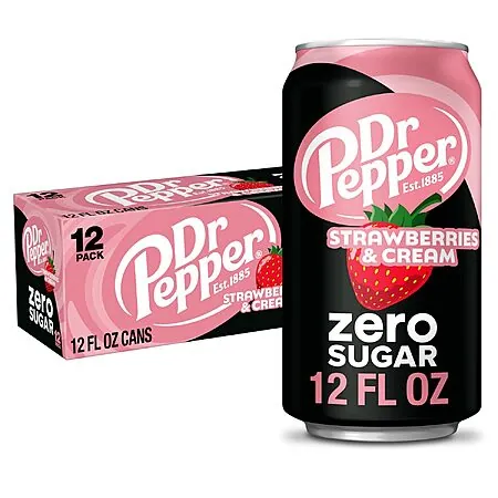 12-Pk 12-Oz Dr Pepper Zero Sugar Soda (Strawberries & Cream)