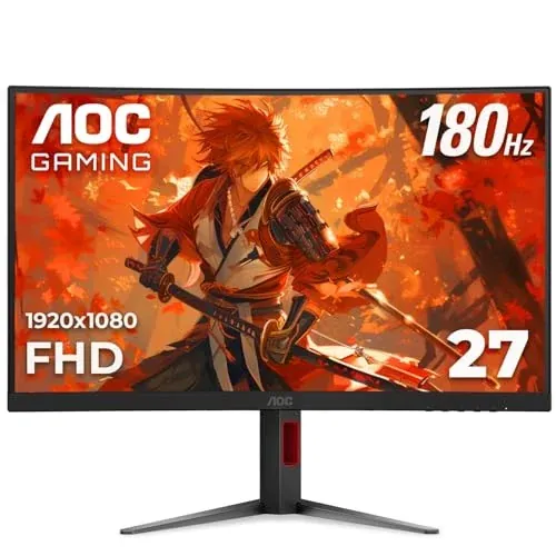 AOC C27G4H 27" Curved Gaming Monitor, FHD 1080p, 180Hz