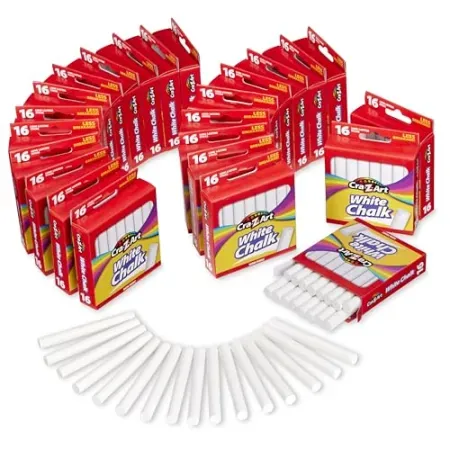24-Pack Cra-Z-Art White Chalk Sticks Bulk Pack (384 Sticks)