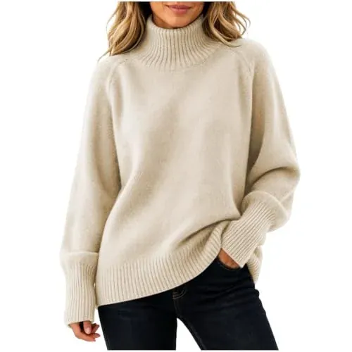 Womens High Neck Knitted Sweaters