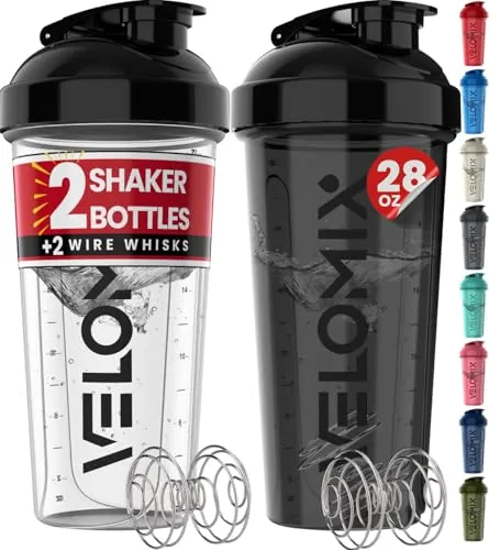 VELOMIX 2 Pack 28oz Protein Shaker Bottle