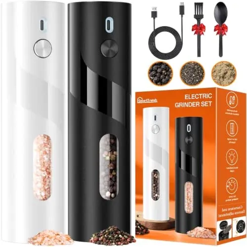 SmartTrends 2-Pack 110ml Rechargeable Electric Salt & Pepper Grinders