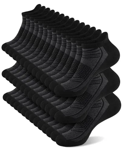 Shnn Men's & Women's Ankle Socks w/ Heel Tab 14-Pack (Black)