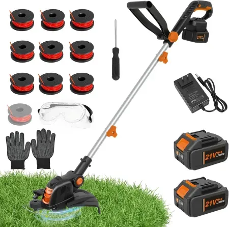 Raxone 21V Cordless 12" Weed Wacker w/ 2x 4.0Ah Batteries