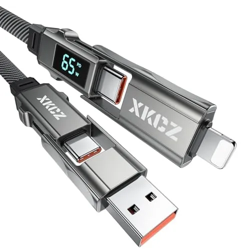 XKCZ 65W 5-Foot 4-in-1 USB-C Multi-Charging Cable