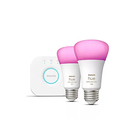 Philips Hue Starter Kit: Bridge + 2x 800-lm 60W A19 E26 Smart Light Bulbs