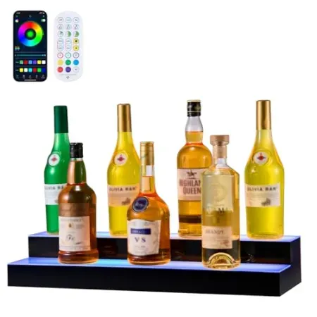 VEVOR 2-Tier 24" LED Lighted Liquor Bottle Display