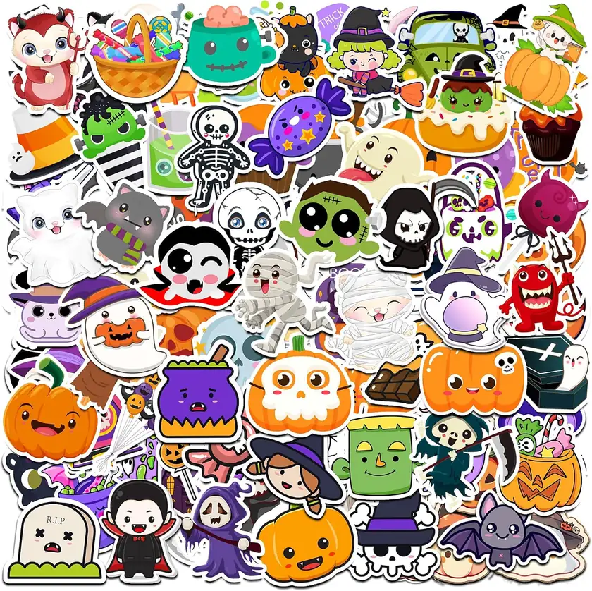 Halloween Vinyl Waterproof Stickers 100-Count