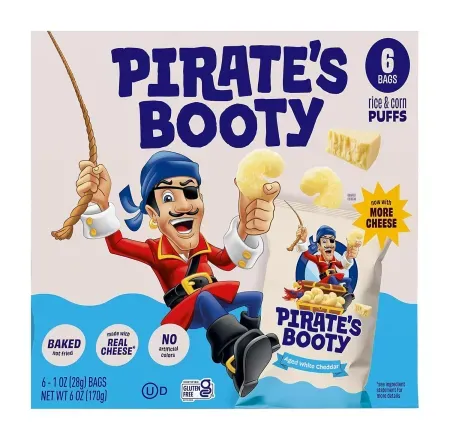 6-Pack 1oz Pirate's Booty Aged White Cheddar Baked Cheese Puffs