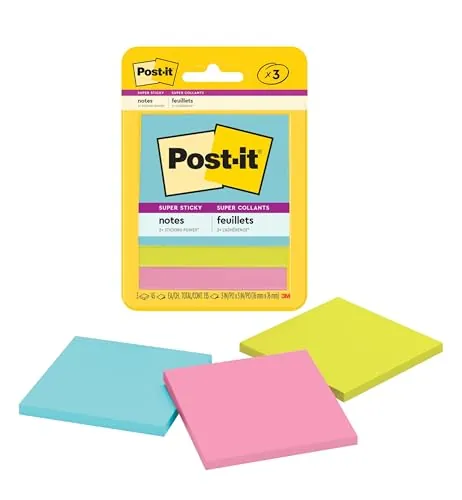 Post-it Super Sticky Notes 3-Pack 3 x 3 in.