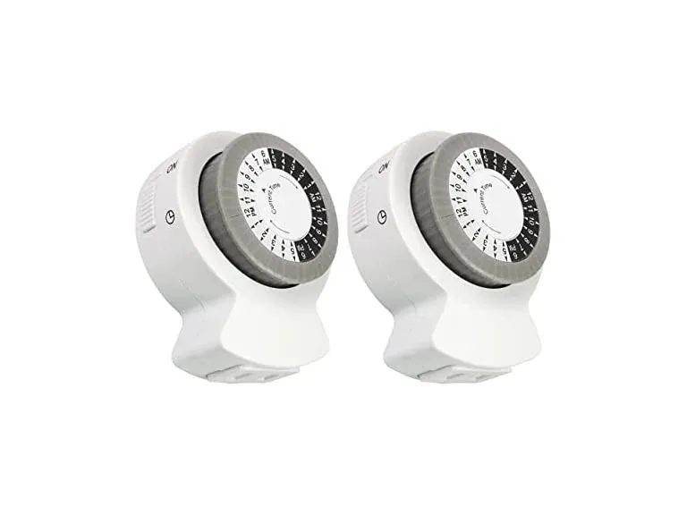 Clear Power 2-Pack Indoor 24 Hour Mechanical Timer with 1 Polarized Outlet