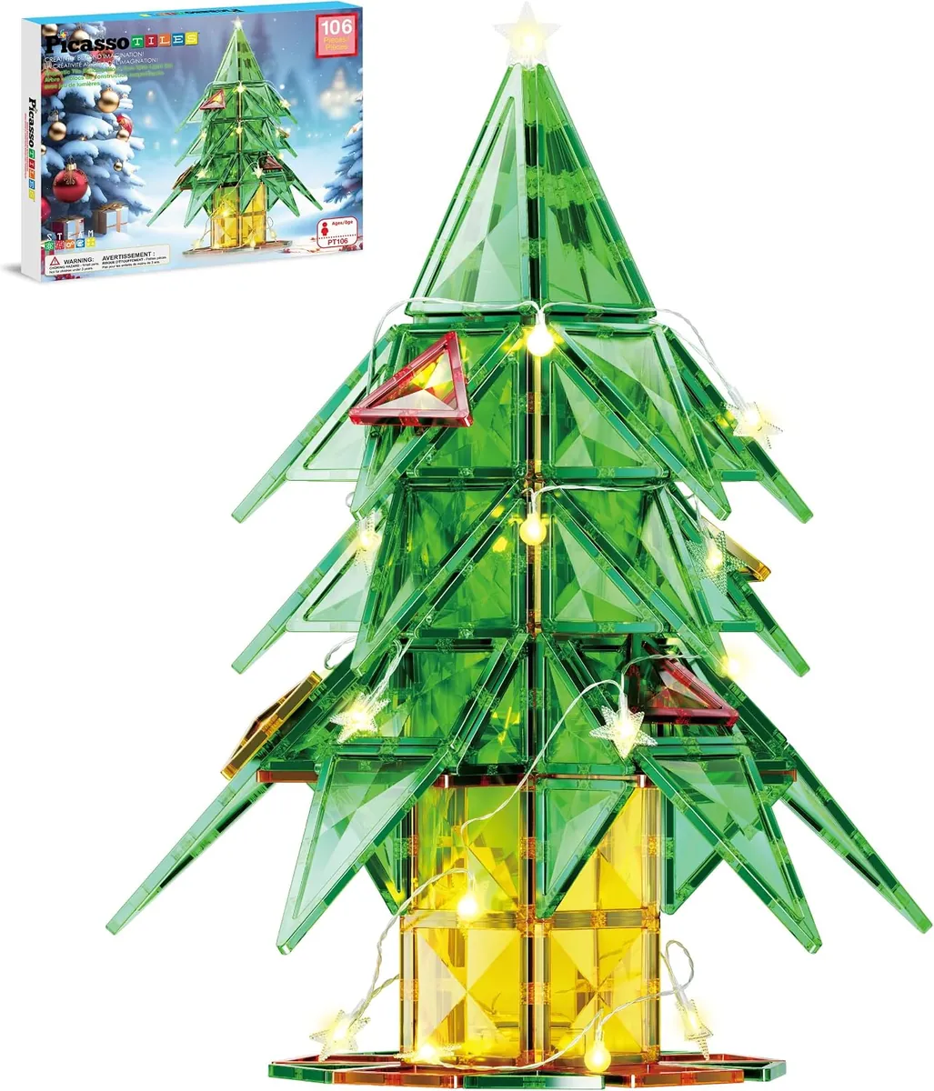 PicassoTiles 106-Piece LED Christmas Tree