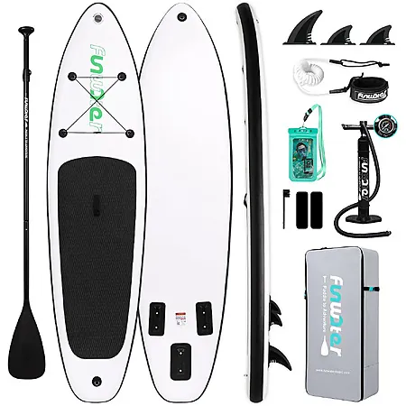 10'6" x 33" FunWater Inflatable Stand Up Paddle Board w/ Paddle, Pump, & More