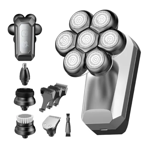 7D Detachable Floating Blades Electric Razor 5-in-1 Grooming Kit 800mAh