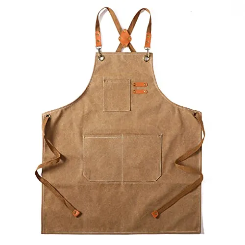 Tosewever Cotton Canvas Cross Back Chef Apron M to XXL