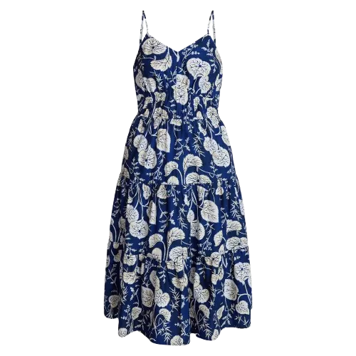 Time and Tru Women's 100% Cotton Spaghetti Strap Midi Dress