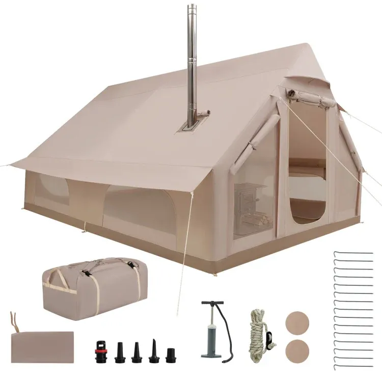 Costway Inflatable 4 Season Waterproof Oxford Camping Tent (6-10 Person)