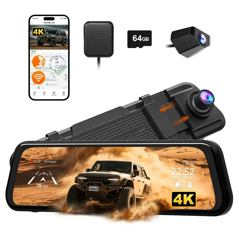 WOLFBOX M40 4K 10" Mirror Dash Cam