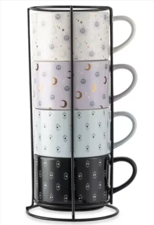 4-Pack 11.1oz Thyme & Table Stacking Celestial Mugs