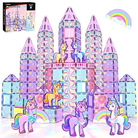 100-Pc GobiDex Magnetic Tiles Unicorn Theme Building Set