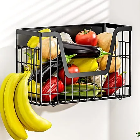 YIWANFW Magnetic Fridge Shelf & Fruit Basket w/ 2 Hooks