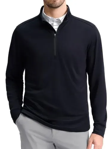 Soothfeel Men's Lightweight Dry Fit Striped Quarter Zip Pullover