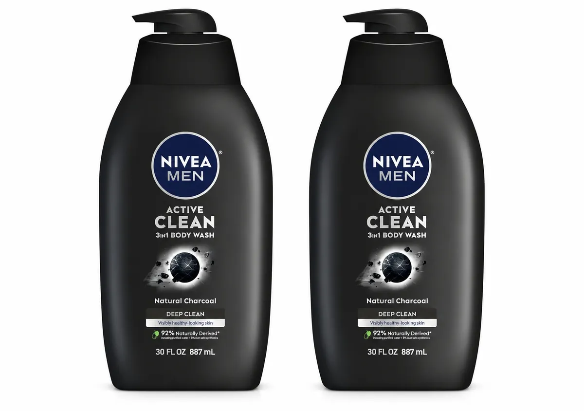 Nivea Men Active Clean 3-in-1 Body Wash 2 Pack