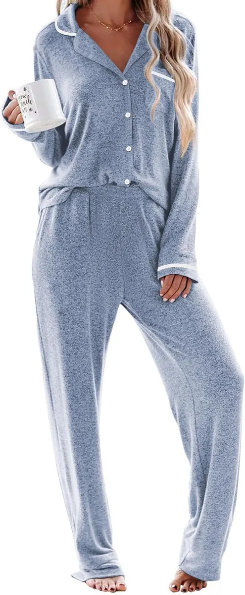 Ekouaer Women’s Super Soft Button Down Pajama Set