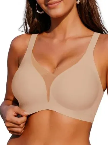 COCOMARTS Jelly Bras No Underwire Push Up Mesh Bra Nude L