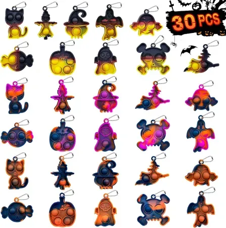30-Pack Genuvi Halloween Mini Pop Keychain Fidget Toys