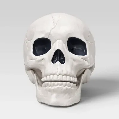 6" Medium Skull Halloween Decorative Prop Light Off-White