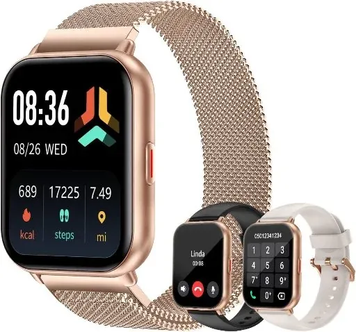 Cloudpoem 1.85" Smartwatch w/ Call Functionality, Heart Rate Monitor & 3 Bands