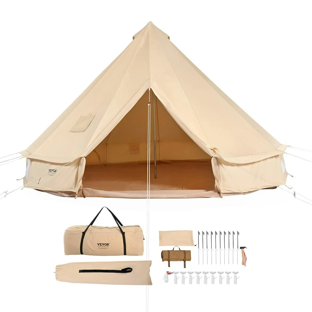 Vevor 9.8-Foot Yurt Canvas Bell Tent with Stove Jack