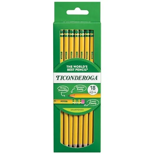 Ticonderoga Pre-Sharpened #2 HB Wood-Cased Pencils 108-Count (6 Boxes of 18)