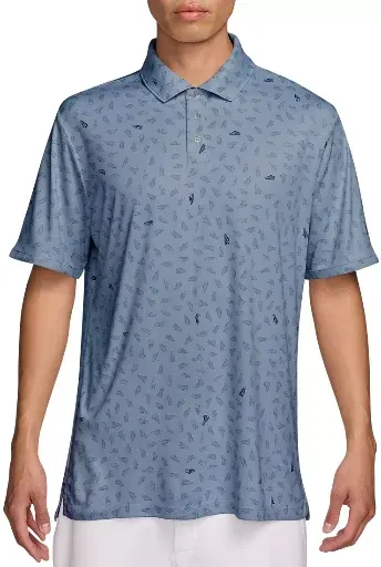 Nike Men's Par Dri-FIT Shoe Print Golf Polo Work Blue