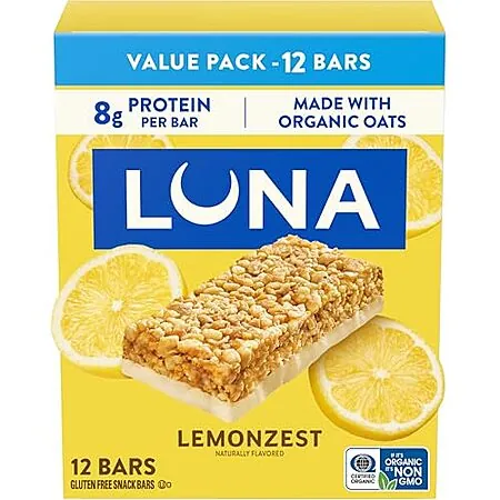 12-Pk 1.69-Oz Luna Protein Snack Bars (Lemon Zest)