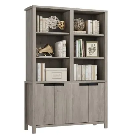 SLEKVERSA 70.7" Tall Bookshelf with Double Storage