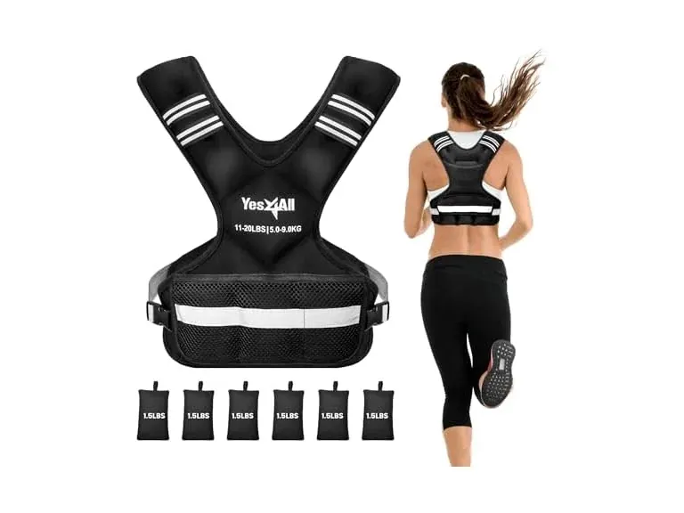 Yes4All Adjustable Weighted Vest 11-20lbs with Reflective Strip